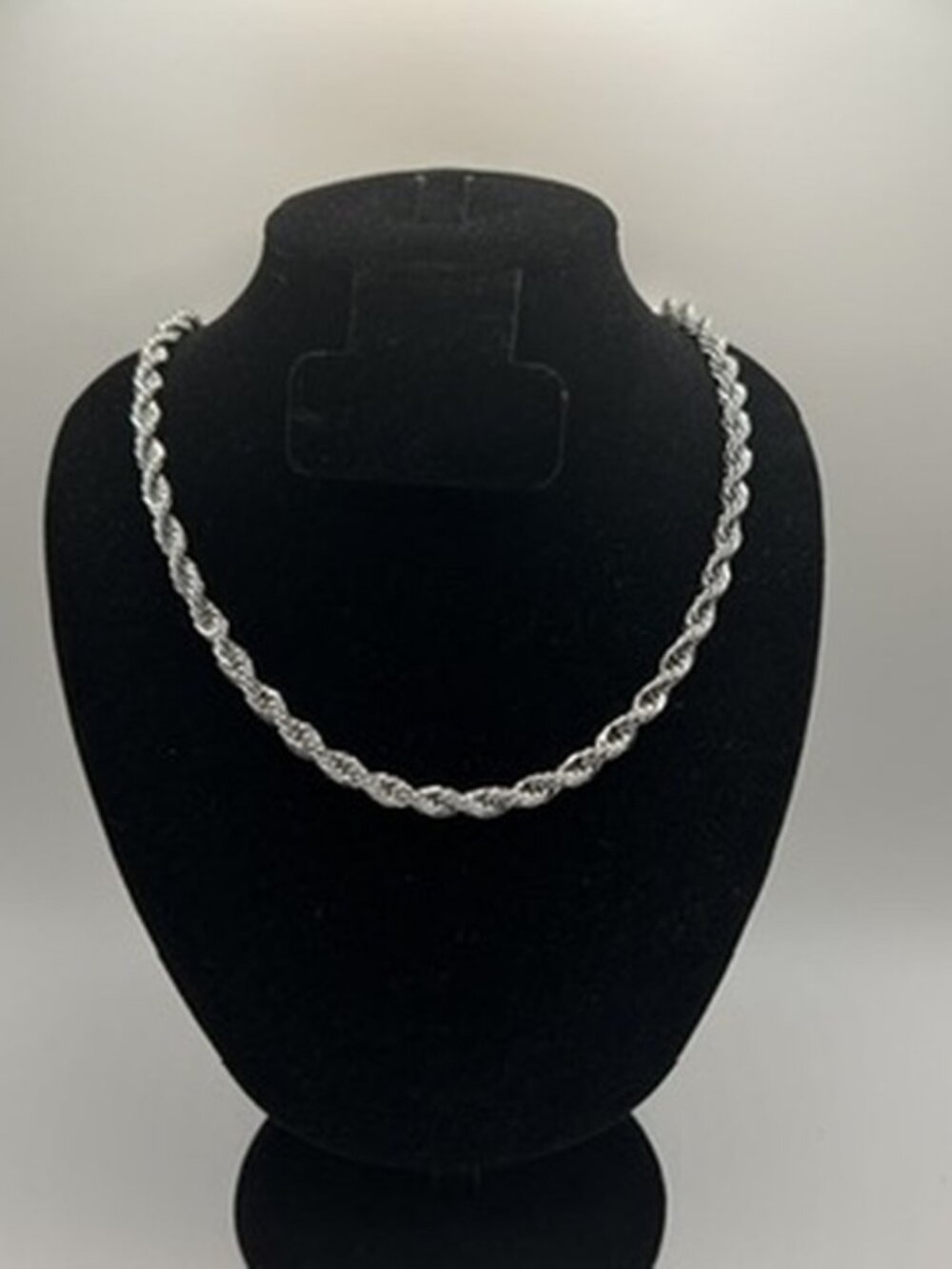 6mm Rope Chain Real Silver Necklace Plated Stainless Steel 20 Inch Durable